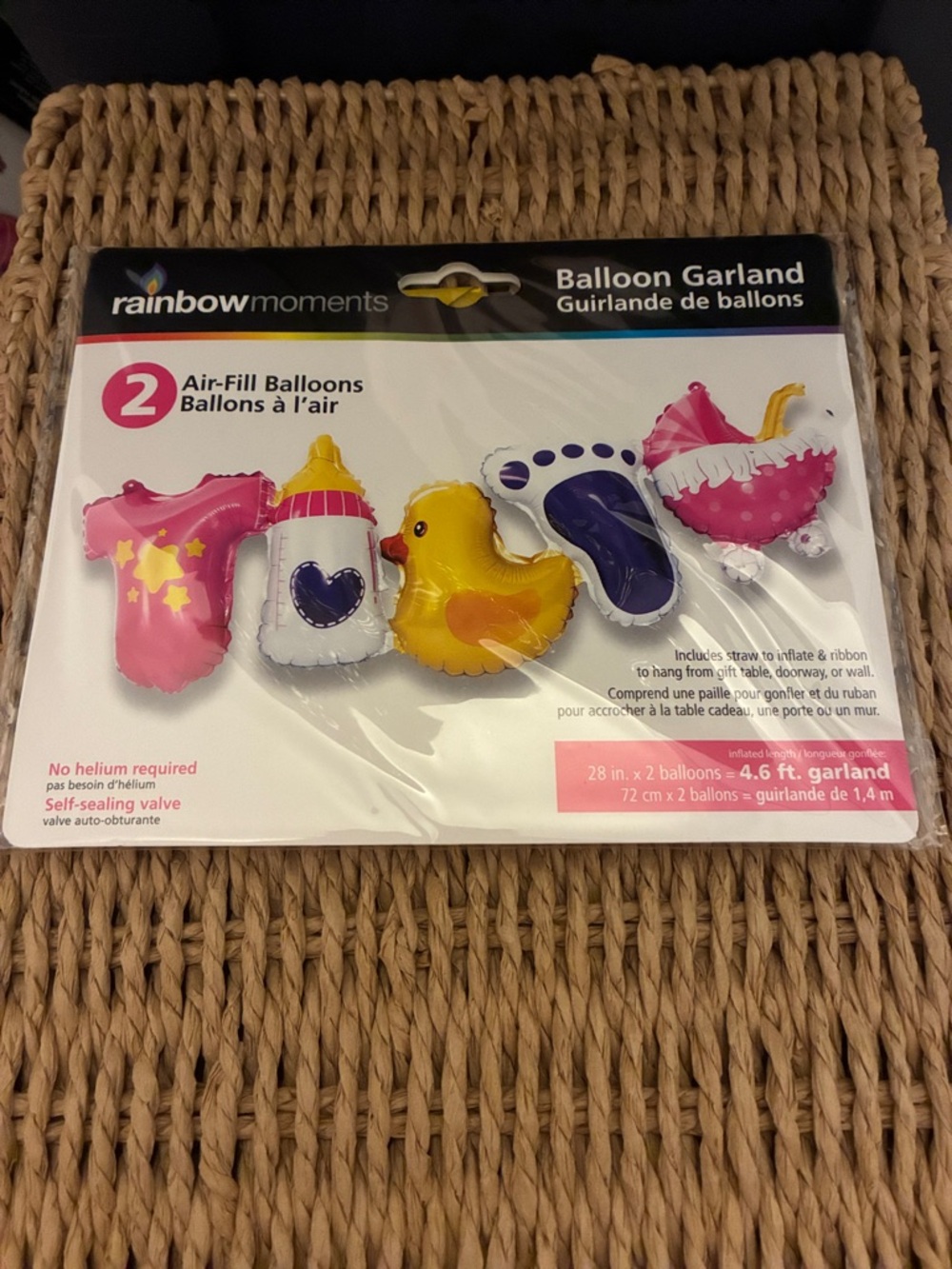 Rainbow Moments Pink Baby-Themed Balloon Garland